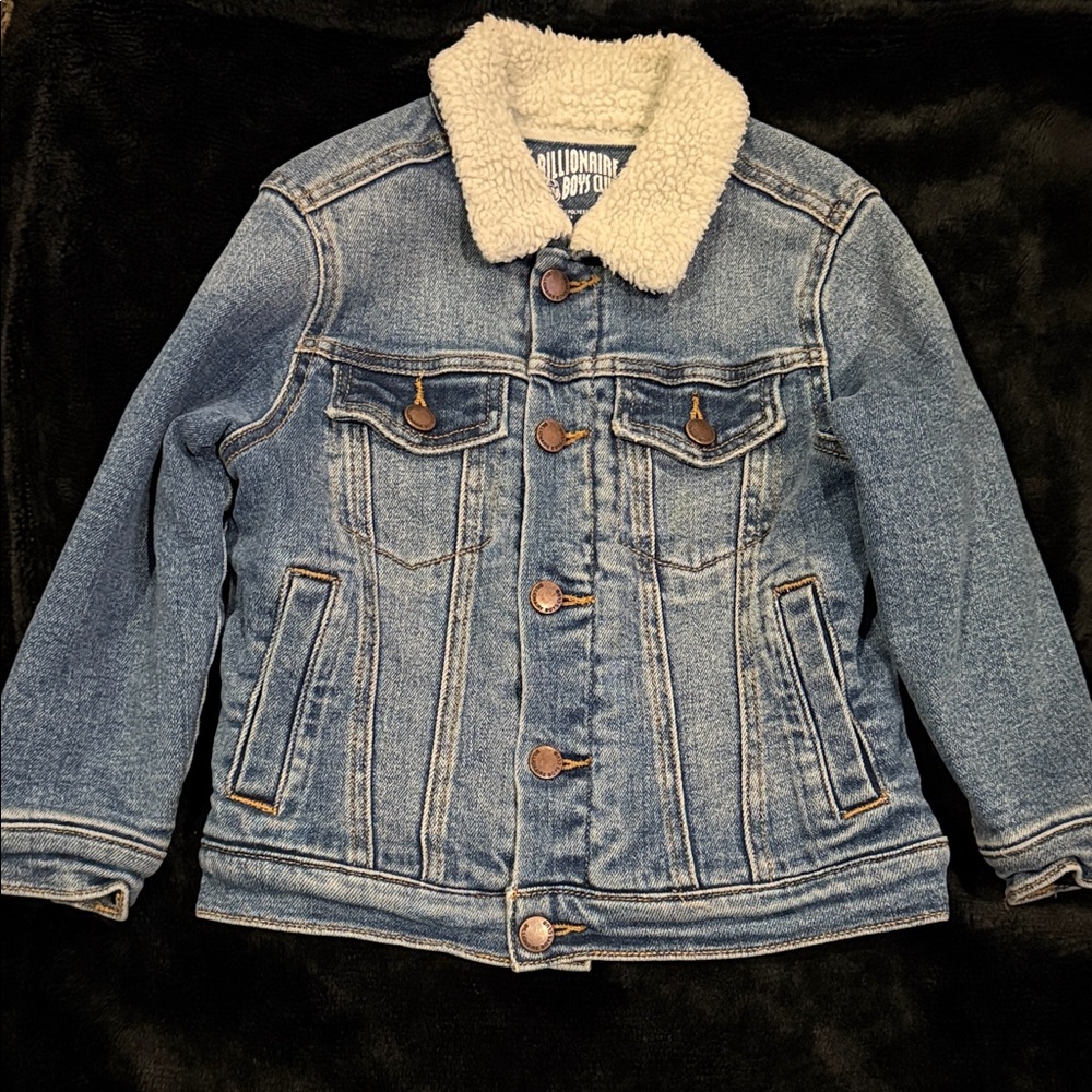 Billionaire Boys Club Blue Denim Jacket with Sherpa Collar